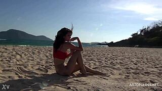 Monika Wears Shiny Pantyhose On The Beach!