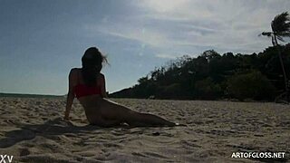 Monika Wears Shiny Pantyhose On The Beach!