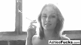 Busty Ashlee Graham Smokes While Showing Natural Tits