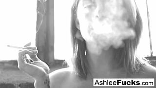 Busty Ashlee Graham Smokes While Showing Natural Tits