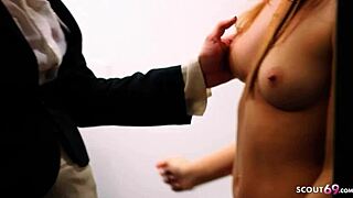 Damn, sexy redhead wife cheats with her female boss in hot hotel lesbian action!