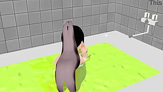 Kokoa Strips Fully Naked in Bath for Anime Hentai Solo Show