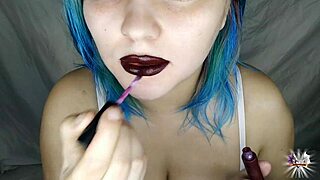 i'm painting my lips with lipstick for a mouth fetish close-up 😘💄