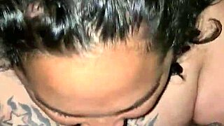 This chubby BBW expertly polishes my thick black pole.