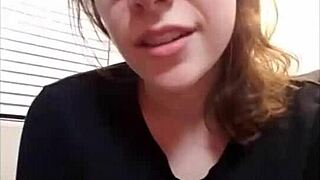 Cute nerd masturbates in panties during sexting session