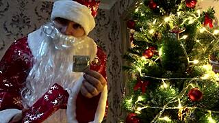 bad santa claus brings merry christmas wishes with dirty talk and gay cum