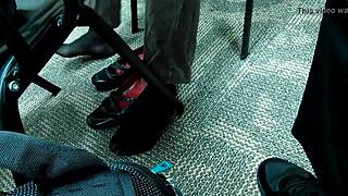 Stocking feet in candid hidden views