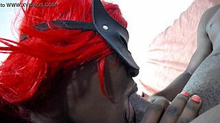 Ebony Babe Sloppily Sucks Monster Black Cock