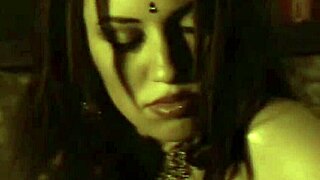 erotic brunette dancer teases the crowd with her nude body, feeling the indian vibes