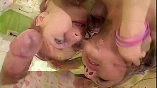 Lil Laura Sharing Intense Blowjob and Cumming in Wild Threesome