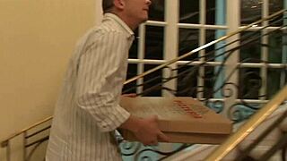 yo, this blonde slut’s paying for pizza by riding the delivery guy with her tight pussy!