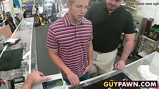 Handsome guy fucks two homo pawn shop workers for money in emotional threesome