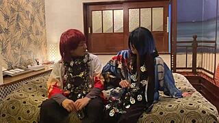 Halloween Cosplay Forces Asian Mature into Deepthroat and Creampie