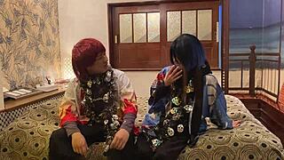 Halloween Cosplay Forces Asian Mature into Deepthroat and Creampie