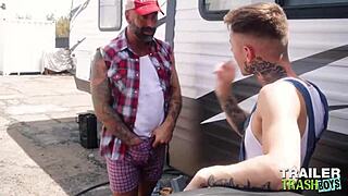 TrailerTrashBoys: Gay Drew Sebastian Barebacks Zack Bishop with Monster Cock Action