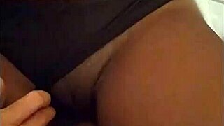 Ebony Tinder Girl Stretched Out Again With Panties To The Side - Cumshot