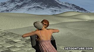 3d cartoon babe explores outdoor adventures