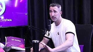 Gustavo Asbach In Sheer Red Outfit, No Top