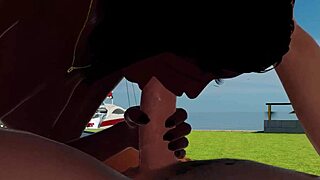 rich neighbor gets muff dived outdoors with ebony deepthroat