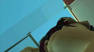 3D hentai babe gets pussy licked in steamy bath