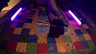 Sensual soles peek through fishnet pantyhose