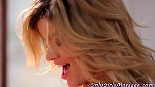 Sensual foreplay with voluptuous lesbians in scissor position
