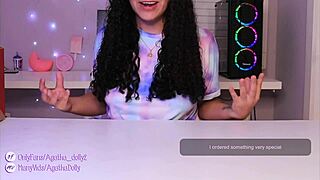 Agatha Dolly unboxes her new sex machine and tests it on all fours