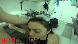 Asian mother-in-law fucked by brother-in-law in kitchen on New Year