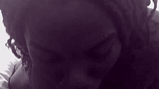 ebony babe deepthroating big black cock in pov