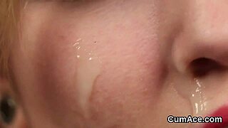 Stunner Gulps Cum Load On Face After Wild Blowbang