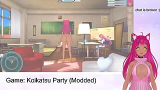i'm watching vtuber lewdneko in koikatsu party with outdoor fucking and creampie