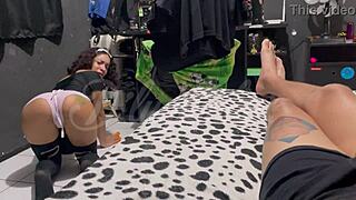 So, my naughty maid got frisky during work hours wanting some action.