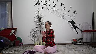 Yoga lesson with mature instructor