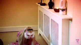 Lovely masked slave gets fucked missionary style by her master.