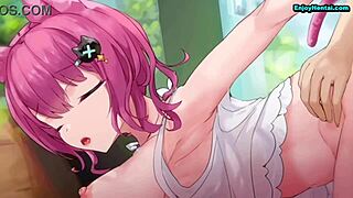 Nyan girl enjoys hentai scene with detailed anime action