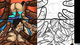 Latin Milf Sucks Huge Black Dicks in Wild Illustration 😍