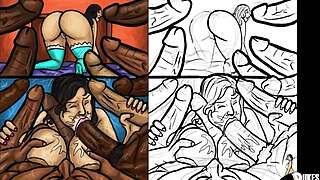 Latin Milf Sucks Huge Black Dicks in Wild Illustration 😍