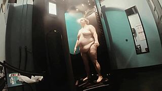 Chubby bbw woman enjoys a remastered spray tan session with sexy vibes