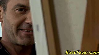 Spex babe anally fucked doggystyle with cum on ass and bent over