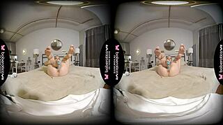 Amanda Clarke solo masturbating in VR with big tits