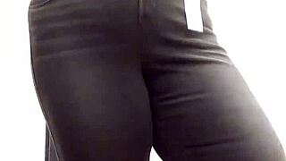 Caught sneaking in public dressing room with thong on.