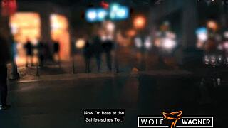 does this hot german milf let tarzan cum on her fake tits?