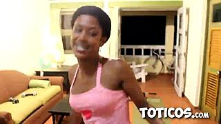 black latina teen says, 'suck these 3 dicks on the beach'