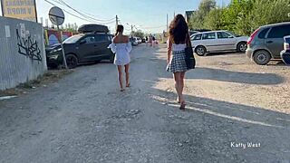Two girls bare all their assets at the beach