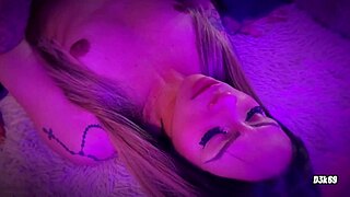 pequena meia-irma begged for anal sex with tattooed guy. intense pounding led to huge cum on feet.