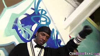 babe throating multiple monster cocks in interracial blowbang session