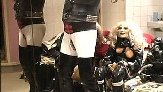 Roxina's rubber fetish adventure with a white milkmaid