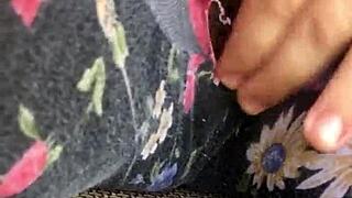 She teases her tight pussy, getting it soaked for a wild squirt