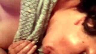 step son catches step mom in the act and takes her to the toilet for a wild ride