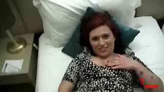 redhead sucks big dick in public